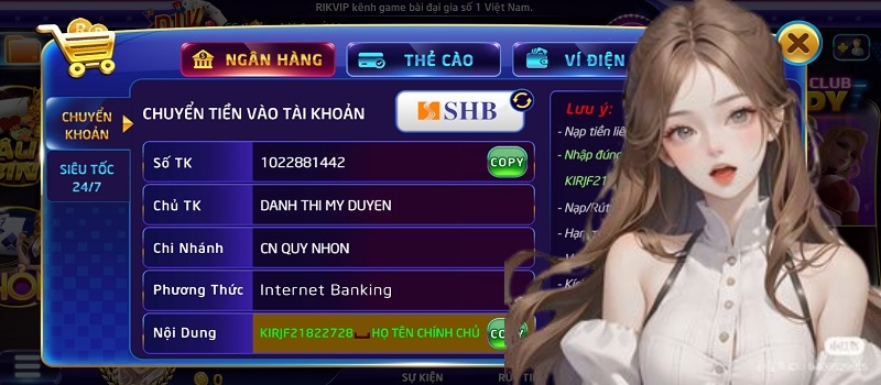 Giao dịch nạp tiền và rút tiền có độ thanh khoản cao