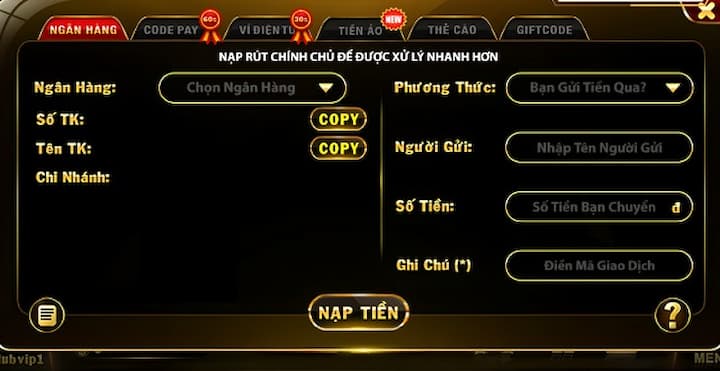 Nạp tiền nổ hũ Hitclub qua ngân hàng