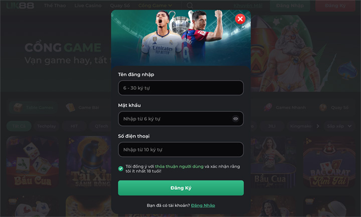 Hướng dẫn đăng ký nhanh tại UK88