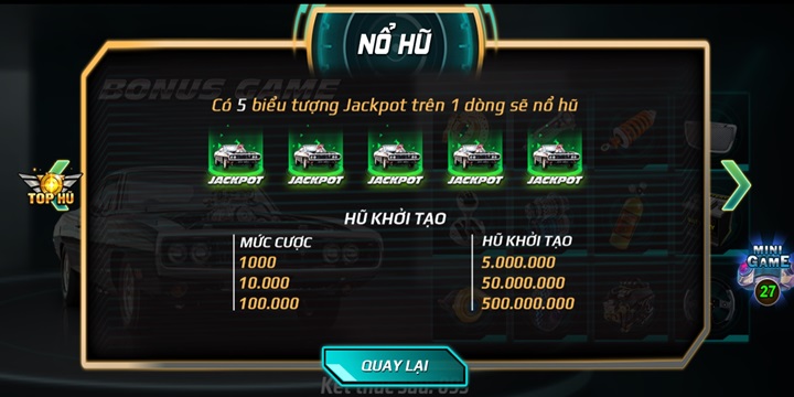 Cách khởi tạo hũ Fast & Furious