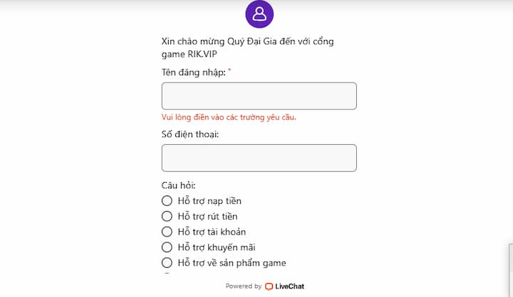 Live chat kênh liên hệ nổ hũ Rikvip được ưa chuộng nhất