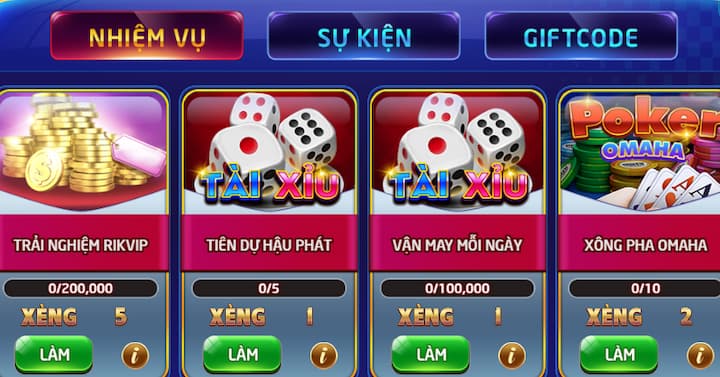 Chương trình ưu đãi khi nạp tiền Rikvip