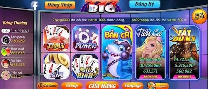 Tựa game tại cổng game Big777