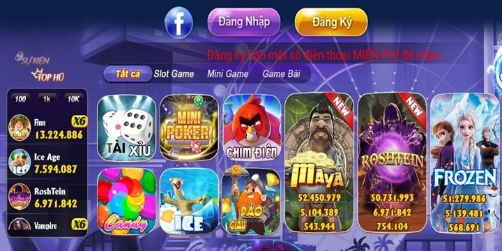 Sảnh game chất chơi tại game bài đổi thưởng Rio66