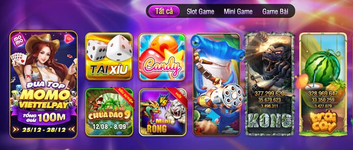 Các sản phẩm trò chơi tại cổng game BayVip