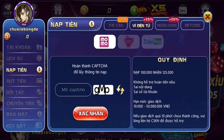 Sanclub với giao dịch nạp rút