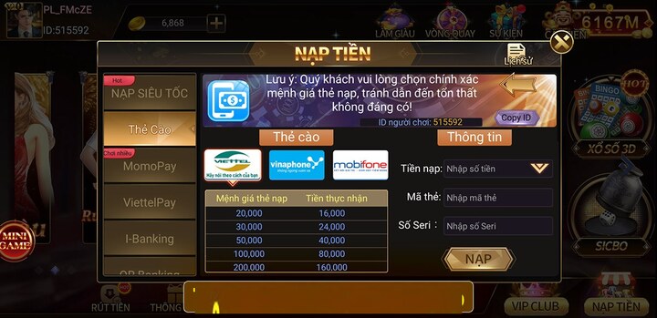 Đánh giá hình thức nạp rút tiền Twin68