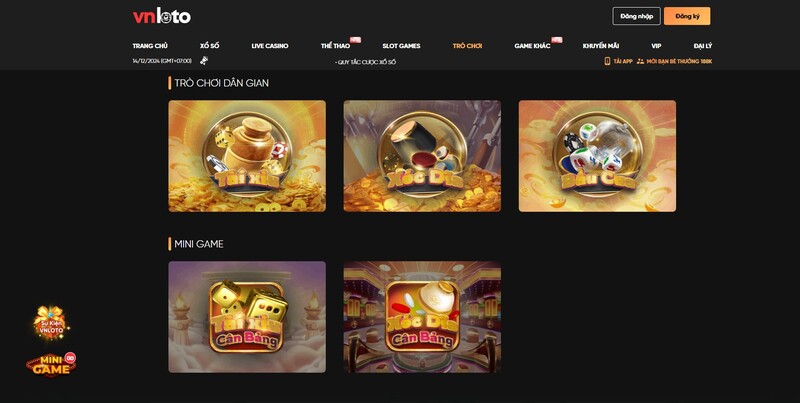 Sự đa dạng trong trò chơi của Vnloto