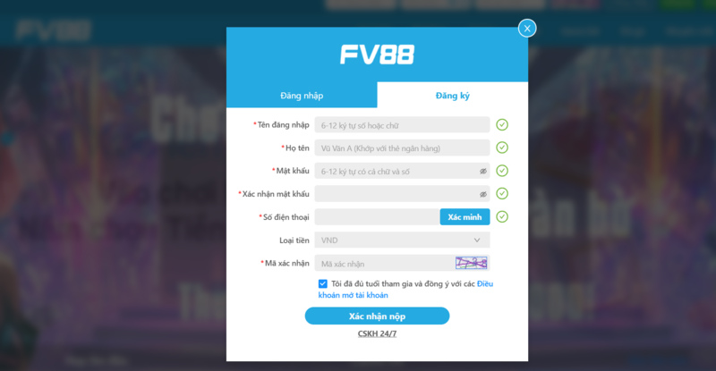 Các điều khoản và điều kiện Fv88