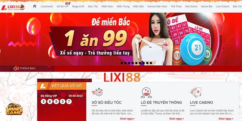 Lixi88 cung cấp nhiều hình thức cá cược lô đề và xổ số
