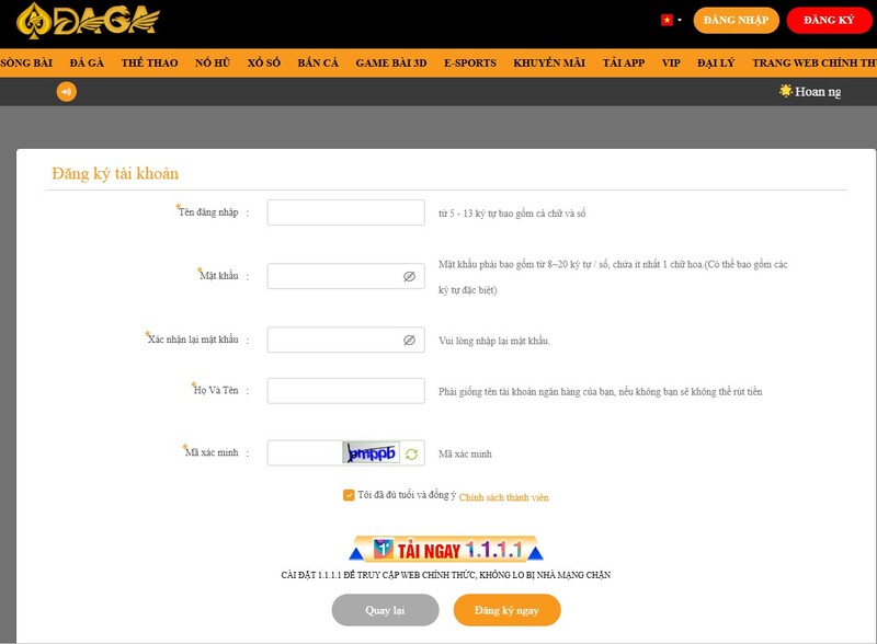 Cách tham gia chơi game tại nhà cái Da ga dễ dàng
