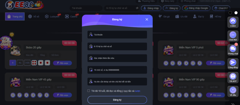 Tham gia Ee88 cho người mới