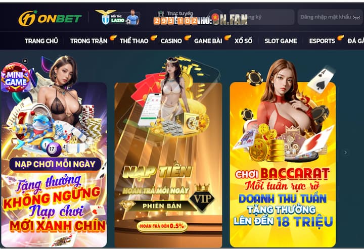 Giao diện Onbet hiện đại, bố cục sắp xếp tối ưu