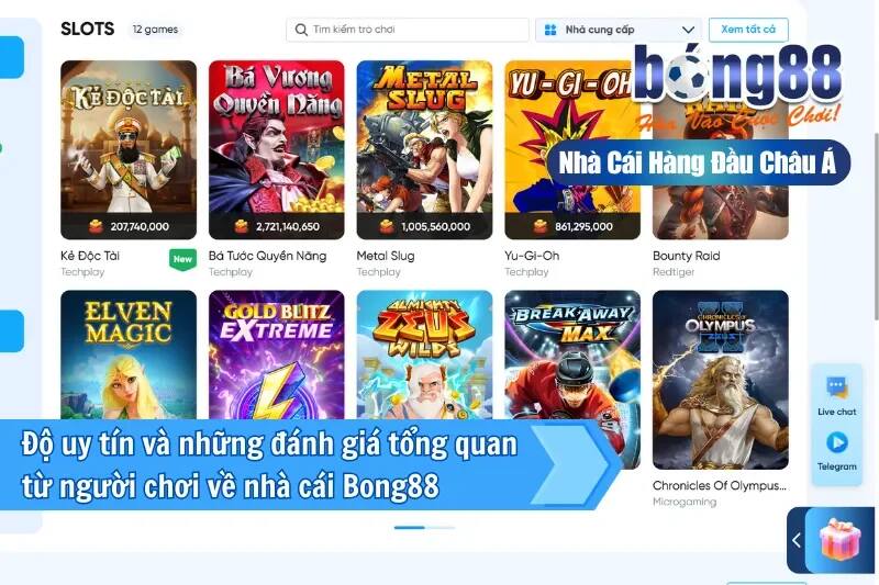 Bong88 bao gồm các mảng sản phẩm nào? 